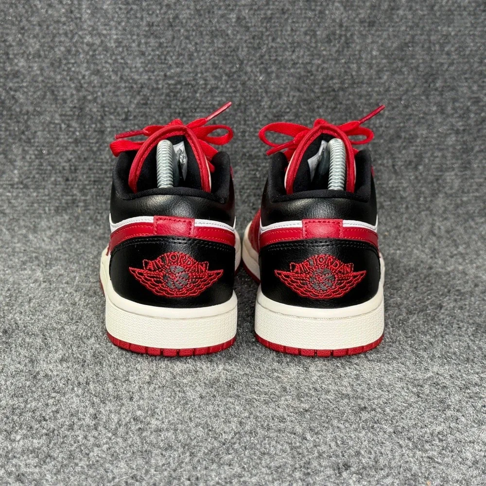 Jordan 1 Low Athletic Shoes Women's 8.5 Reverse Black Toe Red Retro Sneakers
